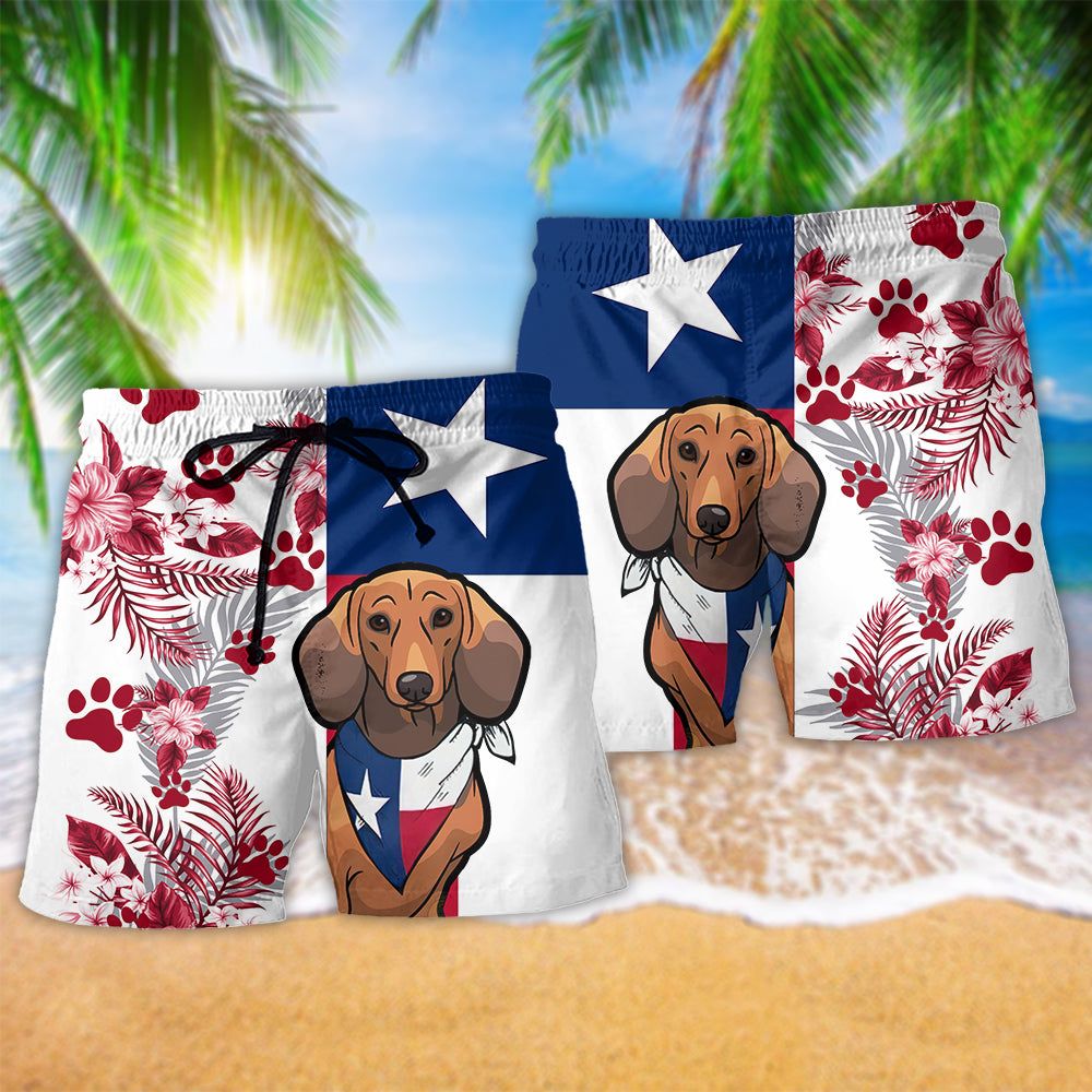Texas Peace Life Style Dachshund Trendy Aloha Hawaiian Beach Shorts