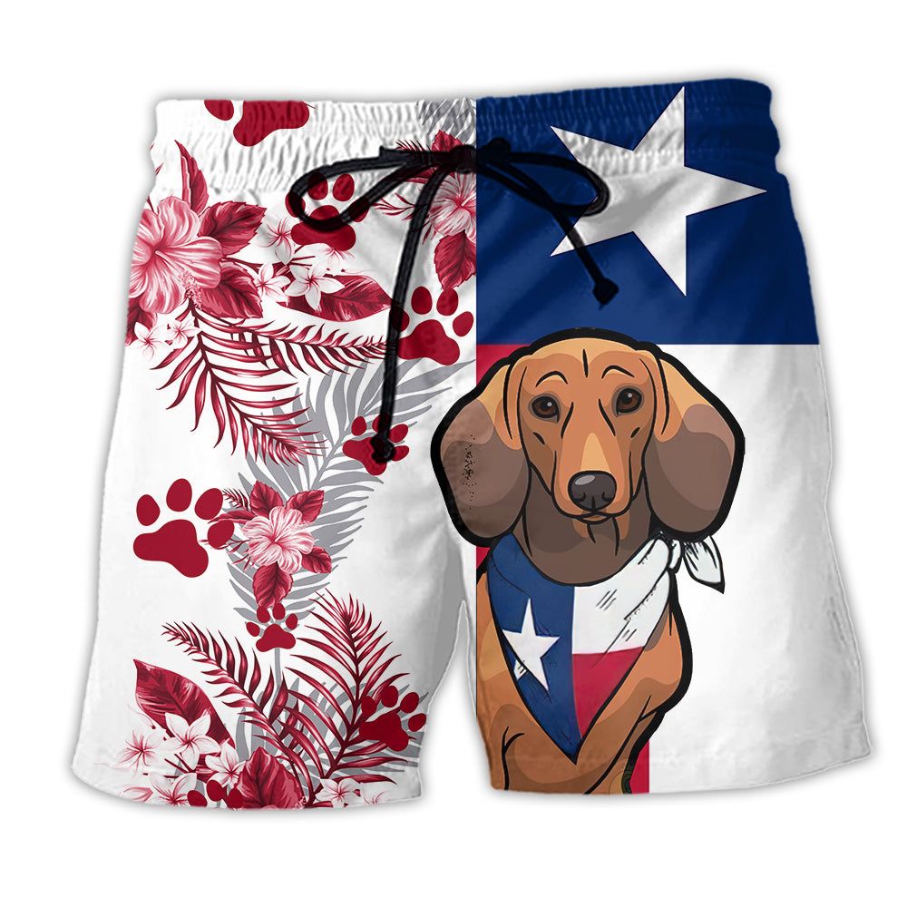 Texas Peace Life Style Dachshund Trendy Aloha Hawaiian Beach Shorts