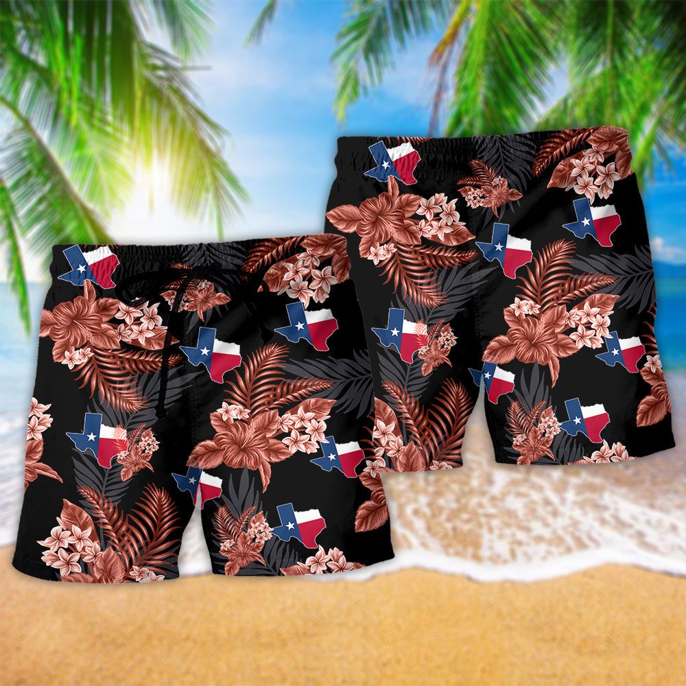 Texas Peace Life Style Tropical Floral Trendy Aloha Hawaiian Beach Shorts