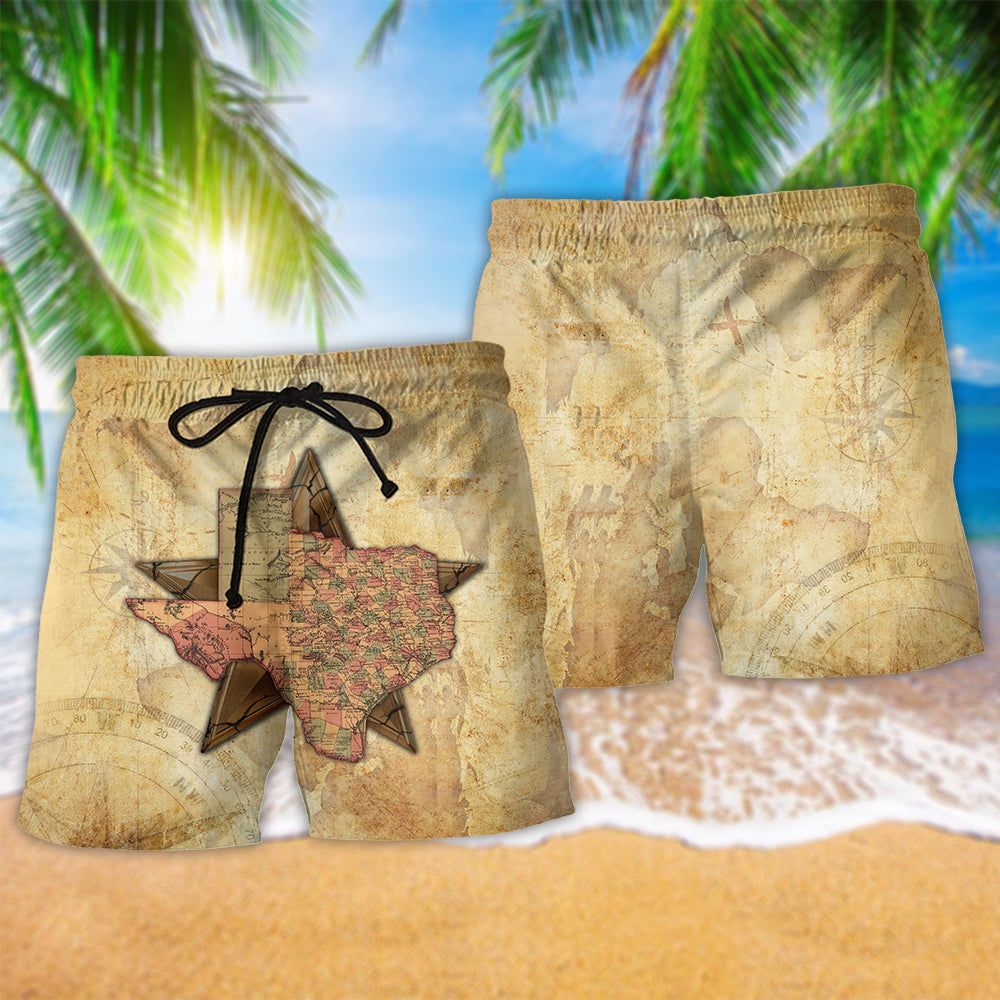 Texas Peace Life Vintage Style Trendy Aloha Hawaiian Beach Shorts