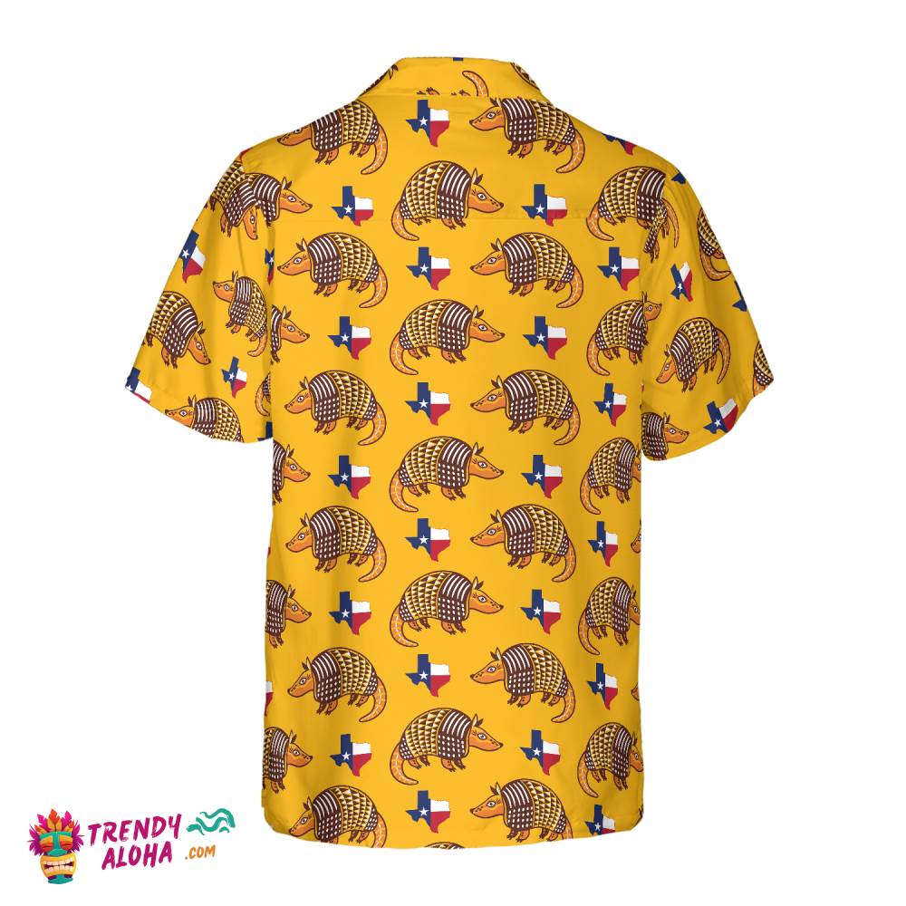 Texas Proud Armadillo Hawaiian Shirt, Armadillo And State Of Texas Flag Pattern Shirt, Proud Texas Shirt For Men