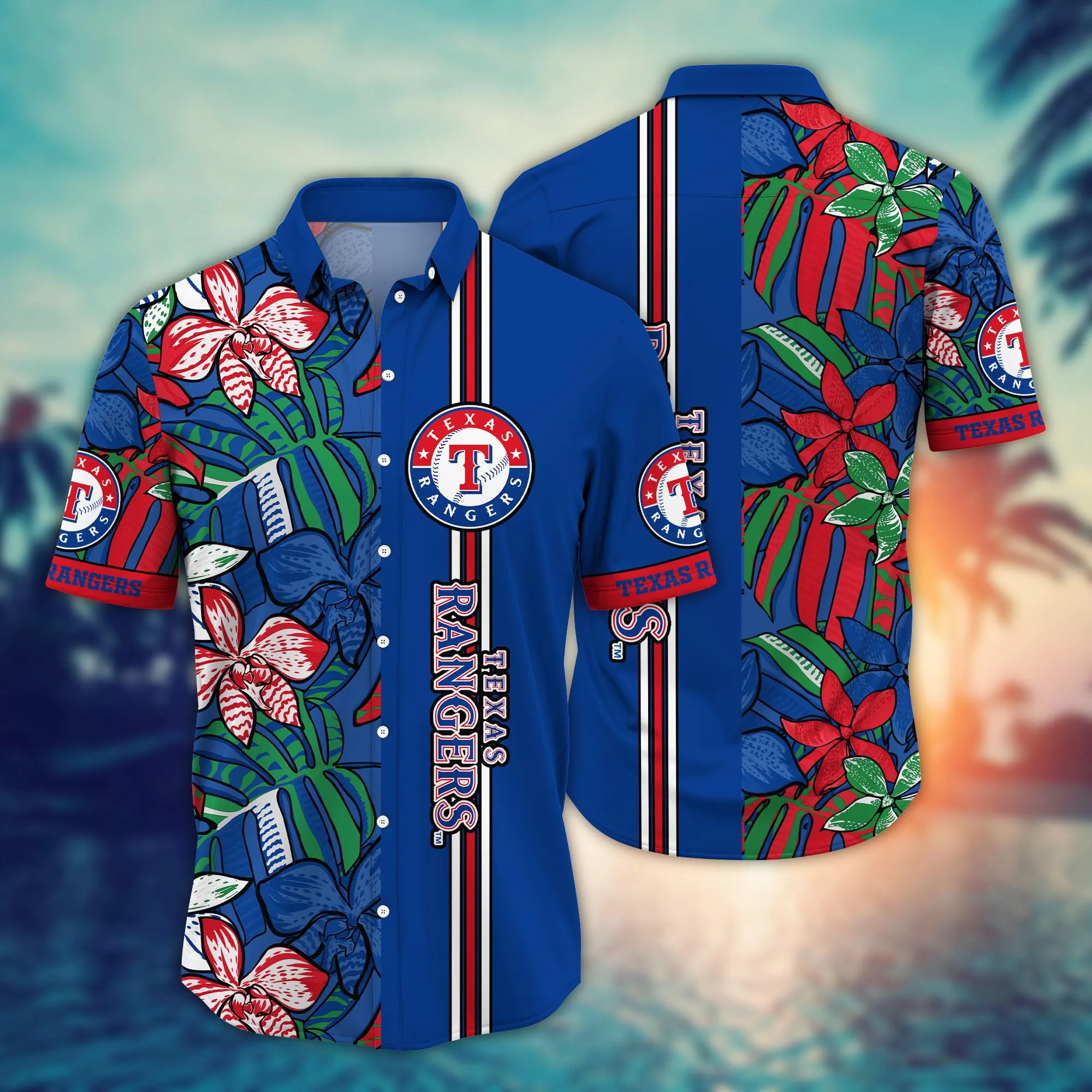 Texas Rangers MLB Hawaiian Shirt Seaside Aloha Shirt