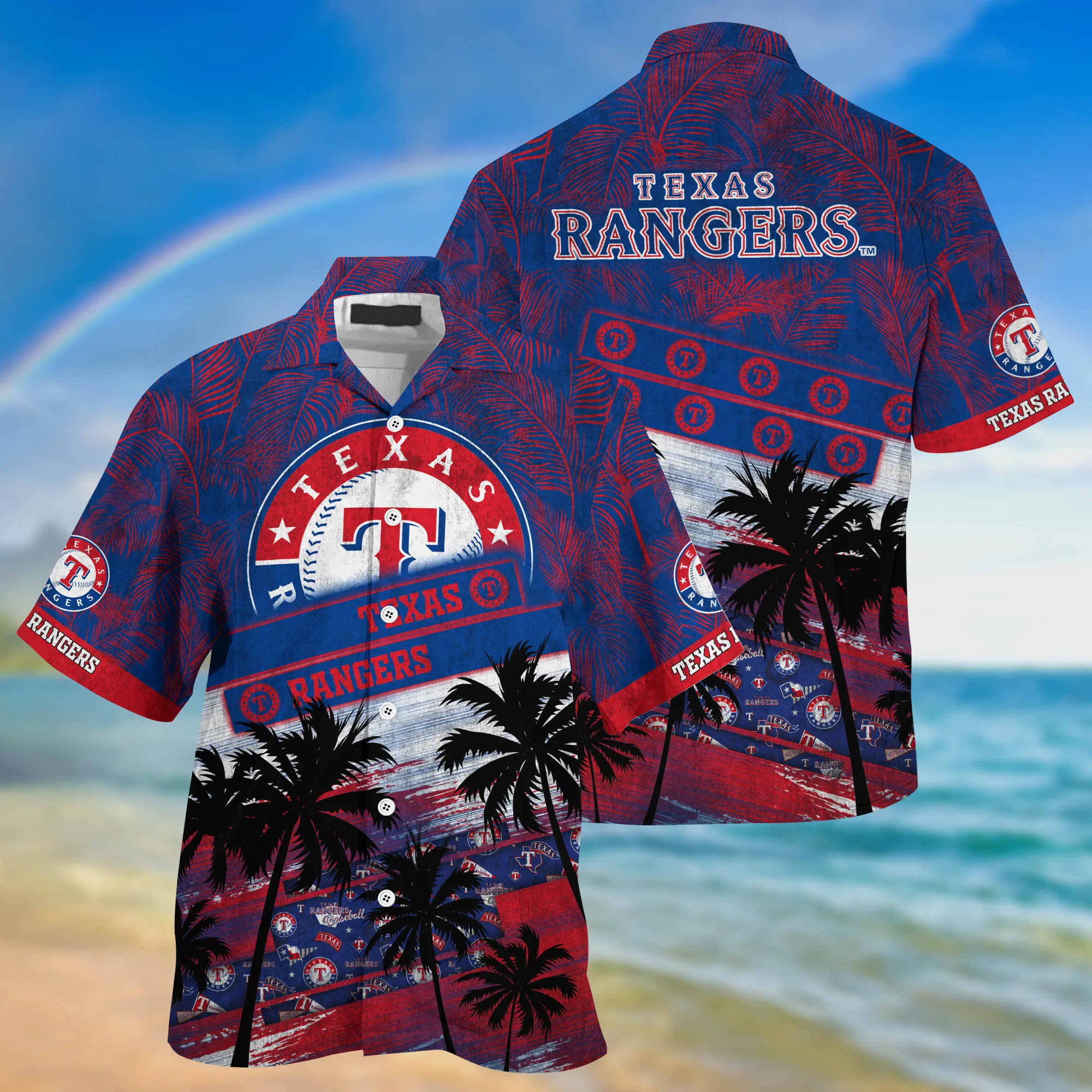 Texas Rangers MLB Palm Tree Pattern Hawaii Shirt For Sports Fans Unisex Sport Hawaii Shirt Texas Rangers MLB Palm Tree Pattern Hawaii Shirt For Sports Fans Unisex Sport Hawaii Shirt