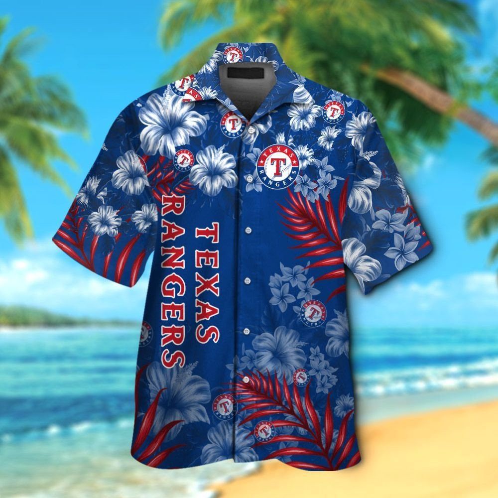 Texas Rangers Short Sleeve Button Up Tropical Hawaiian Shirt VER08