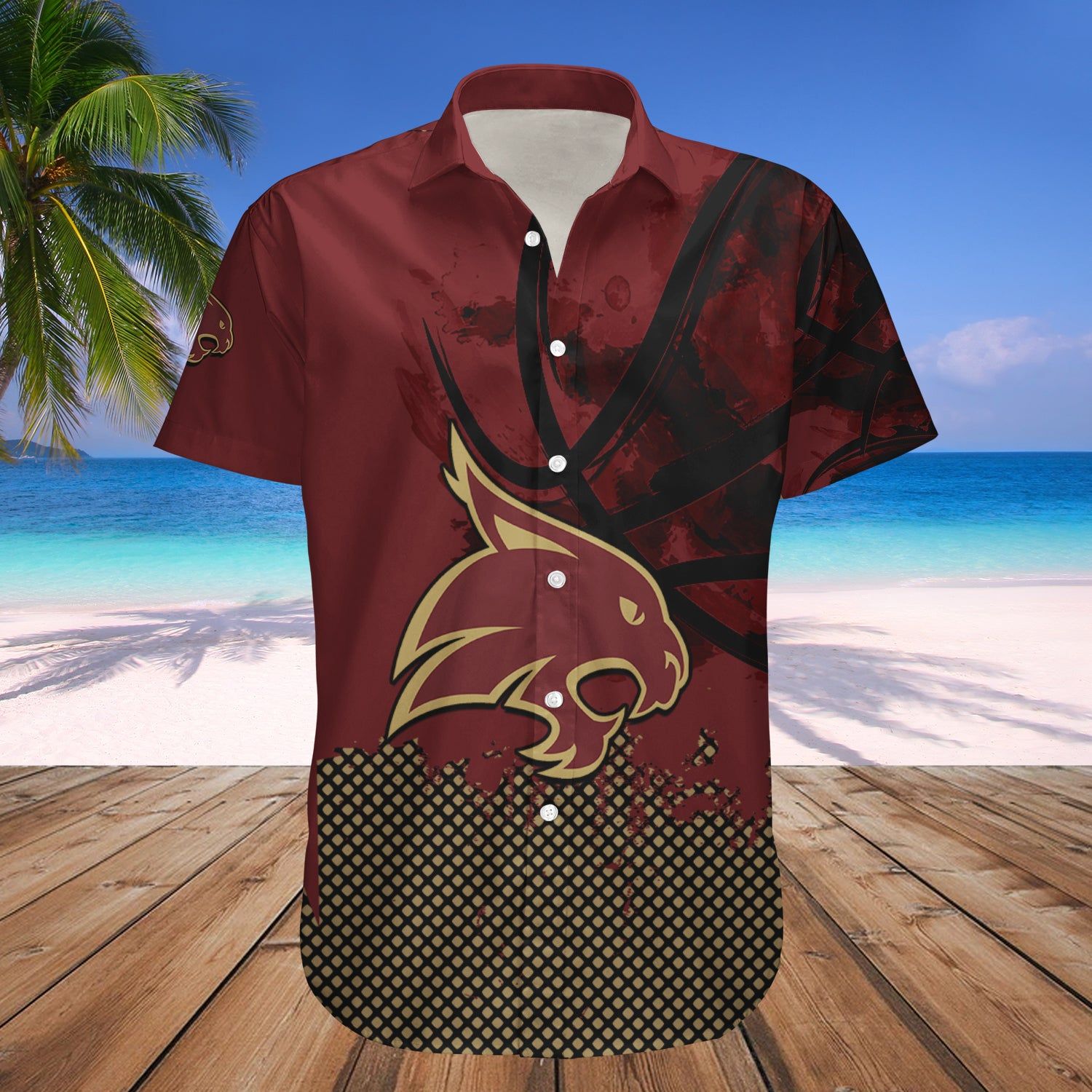 Texas State Bobcats Hawaii Shirt Basketball Net Grunge Pattern – NCAA