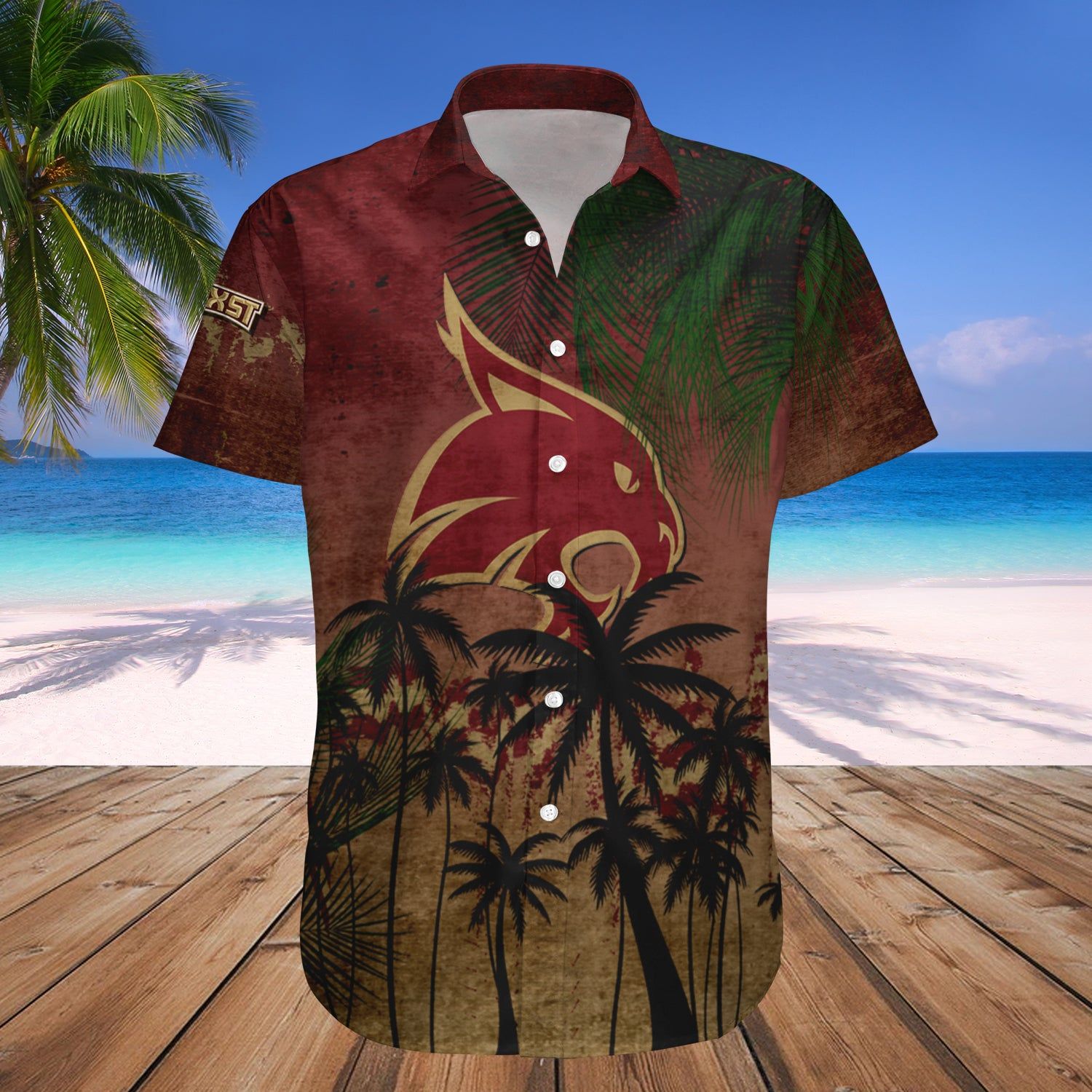 Texas State Bobcats Hawaii Shirt Coconut Tree Tropical Grunge – NCAA
