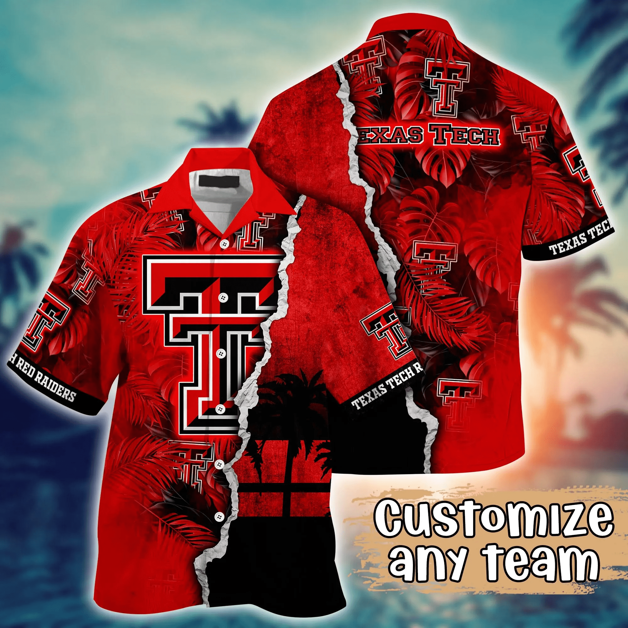 Texas Tech Red Raiders NCAA Hawaiian Shirt Custom Straw Hats Aloha Shirt