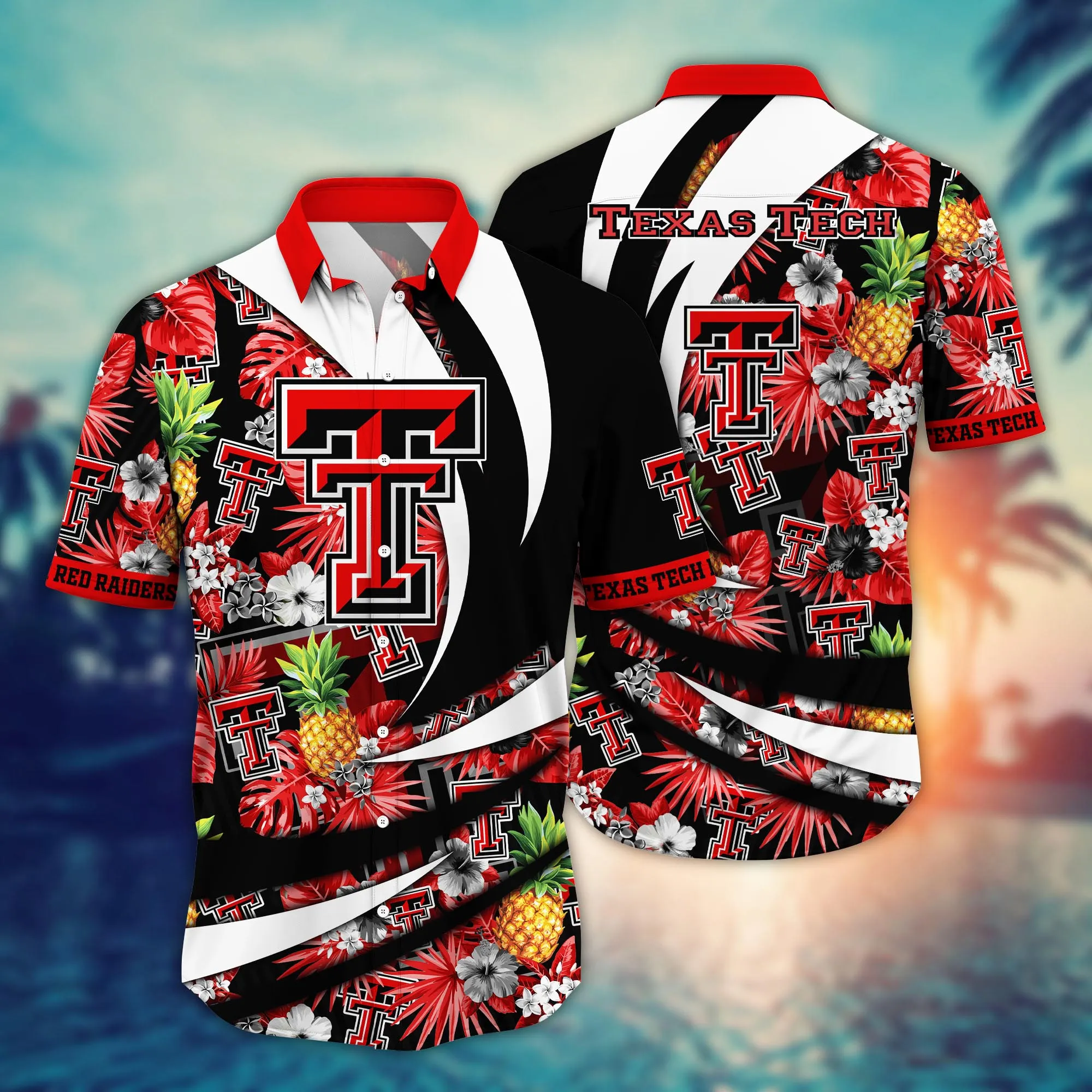Texas Tech Red Raiders NCAA Hawaiian Shirt Umbrellas (For Sun) Aloha Shirt