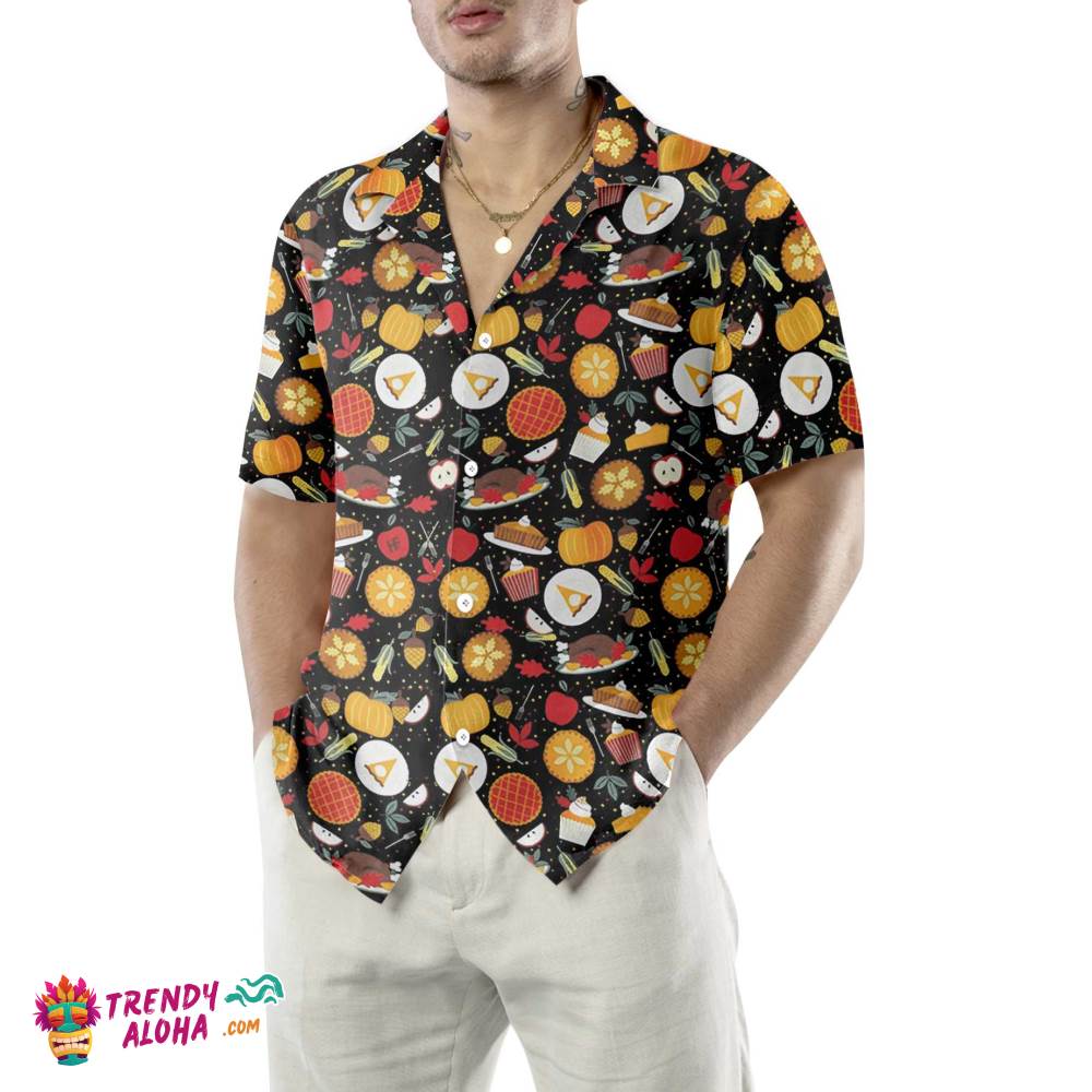 Thanksgiving Autumn Vibe Hawaiian Shirt, Thanksgiving Hawaiian Shirt With Thanksgiving Pattern