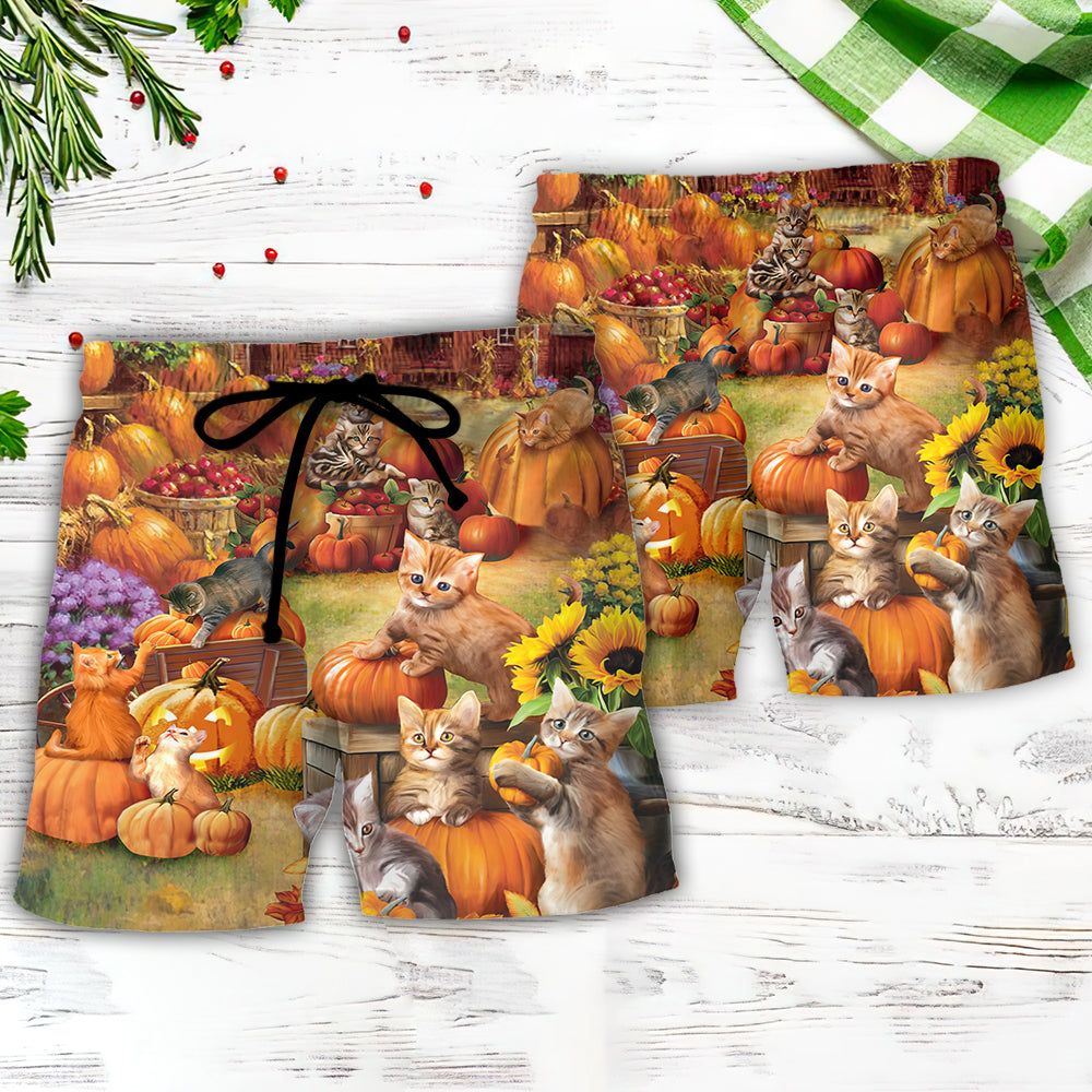 Thanksgiving Cat Wish You Happy Thanksgiving Trendy Aloha Hawaiian Beach Shorts
