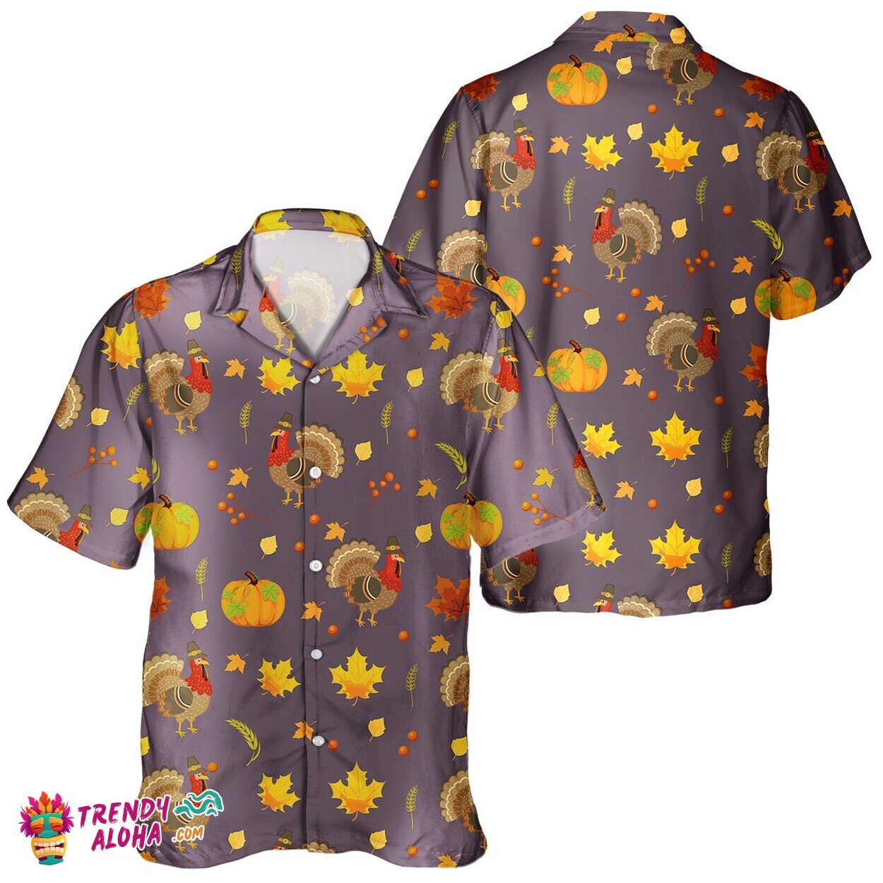 Thanksgiving Day Turkey Pumpkin Unisex Hawaiian Aloha Shirt