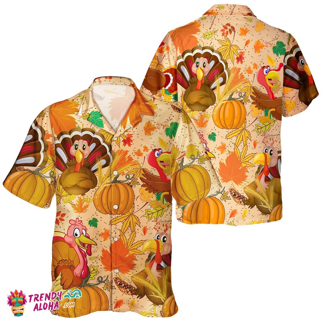 Thanksgiving Day Turkey Pumpkin Unisex Hawaiian Fall Shirt for Lover