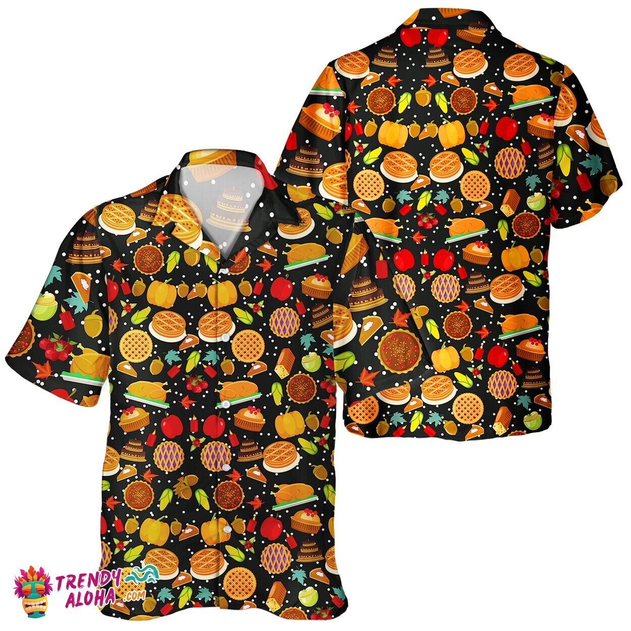 Thanksgiving Day Unisex Turkey & Pumpkin Fall Theme Hawaiian Shirt