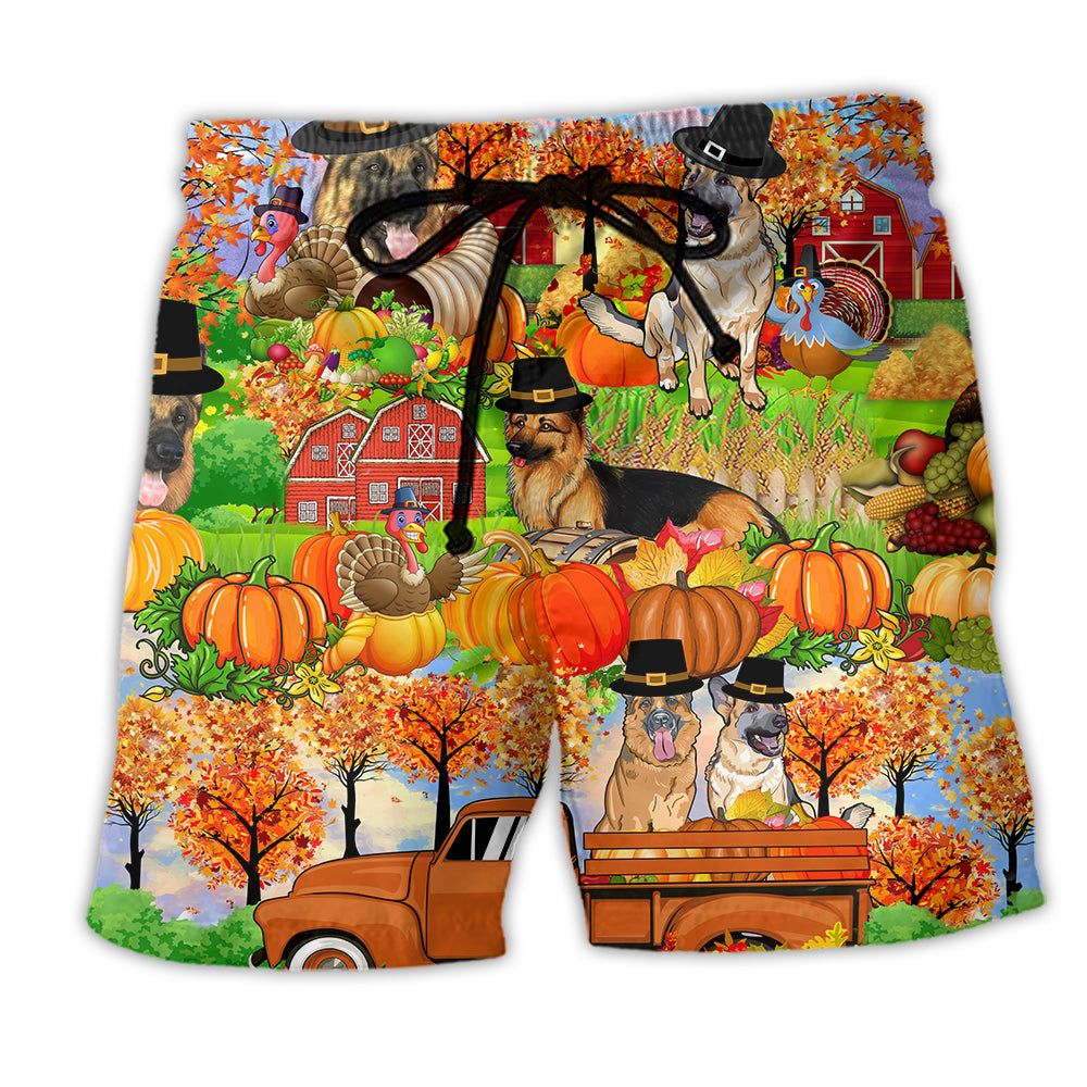 Thanksgiving Happy Thanksgiving German Shepherd Trendy Aloha Hawaiian Beach Shorts