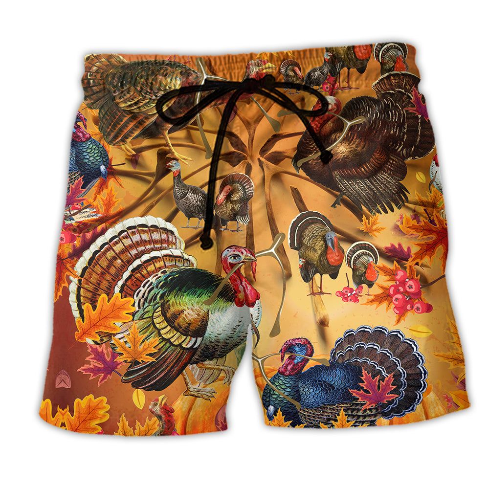 Thanksgiving Happy Wishbone Thanksgiving Trendy Aloha Hawaiian Beach Shorts