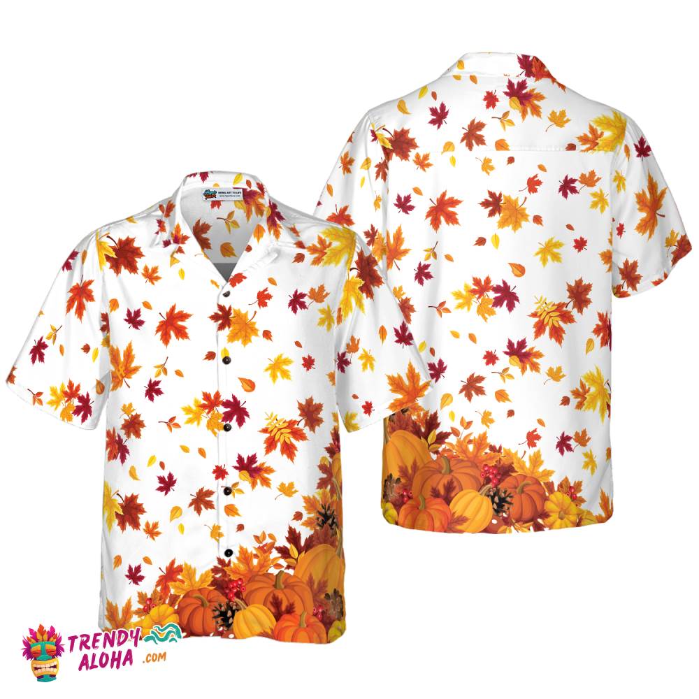 Thanksgiving Pumpkins And Autumn Leaves Hawaiian Shirt Thanksgiving Pumpkins And Autumn Leaves Hawaiian Shirt