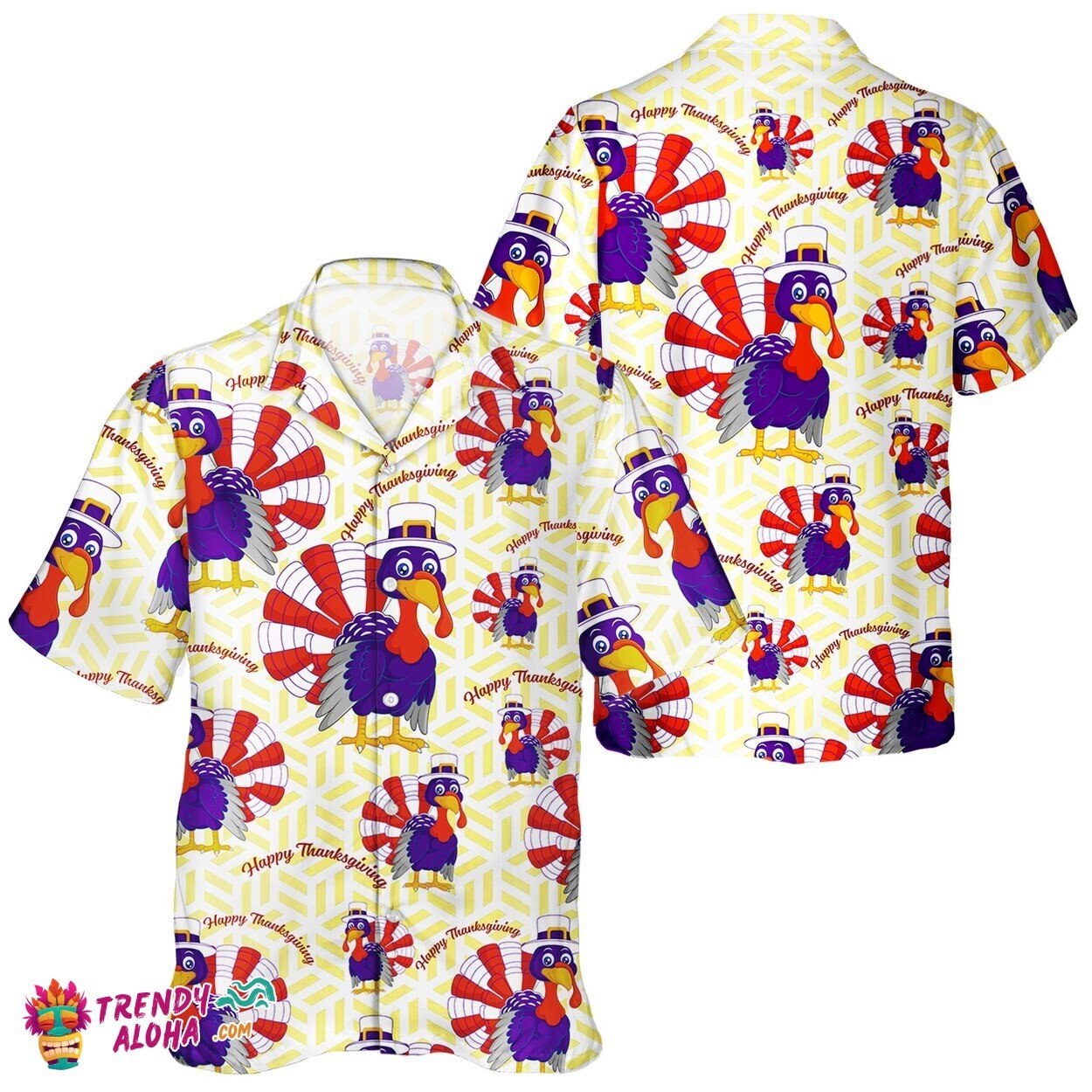 Thanksgiving Turkey Pumpkin Unisex Aloha Day Hawaiian Shirt