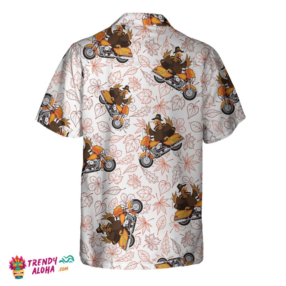 Thanksgiving Turkey Riding Motorcycle Thanksgiving Hawaiian Shirt, Funny Turkey Gift For Thanksgiving