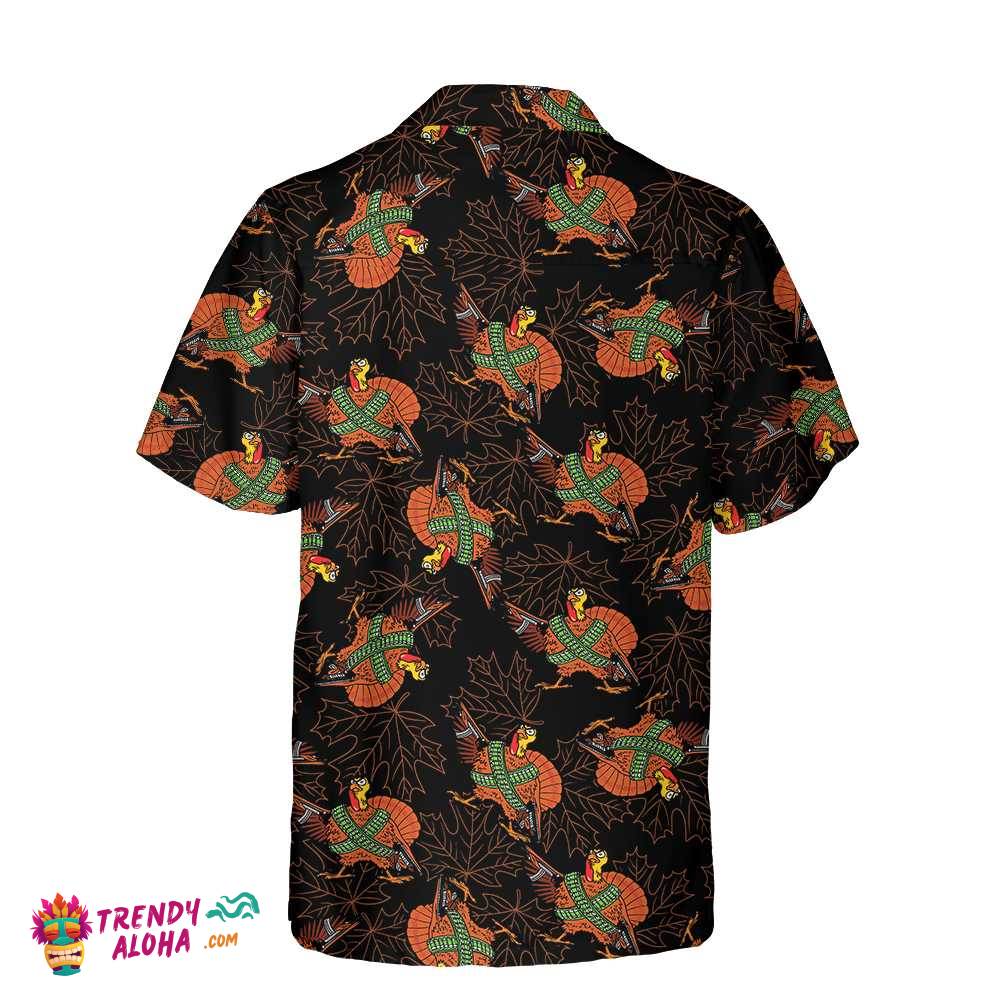 Thanksgiving Turkey With Gun Hawaiian Shirt, Funny Gobble Shirt, Gift For Thanksgiving Day