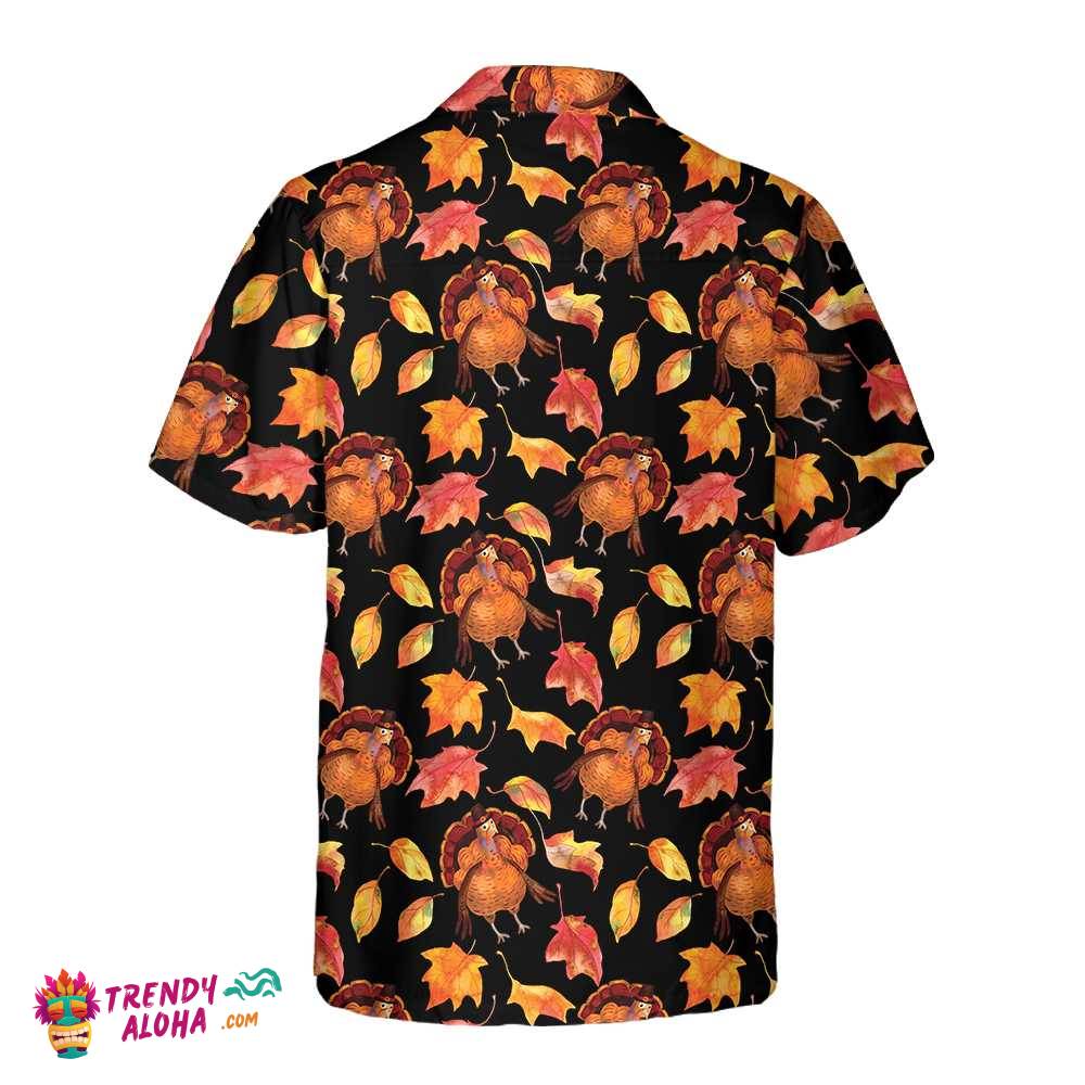 Thanksgiving Turkeys In Hats And Autumn Maple Leaves Hawaiian Shirt, Funny Turkey Shirt, Gift For Thanksgiving Day