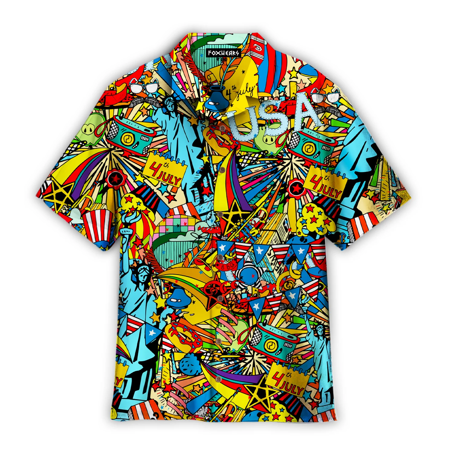 The 4Th Of July Independence Doodles Hawaiian Shirt