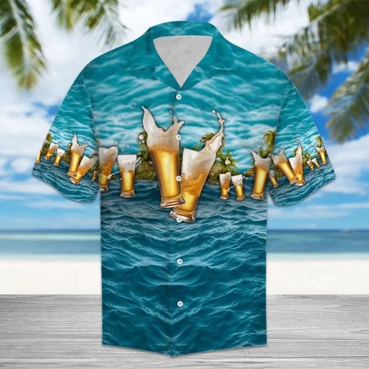 The Beauty Of Nature Beer Blue Ocean Pattern Trendy Hawaiian Shirt