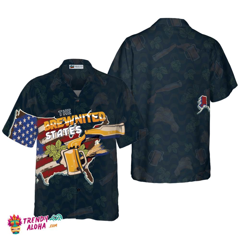 The Brewnited States Hawaiian Shirt For Men, Beer Lovers Aloha Shirts, International Beer Day Shirt