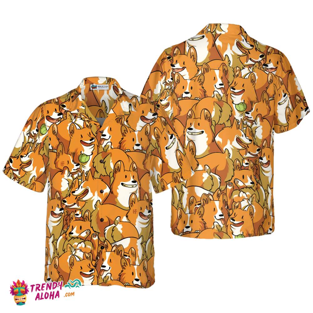 The Corgi Friends Hawaiian Shirt The Corgi Friends Hawaiian Shirt