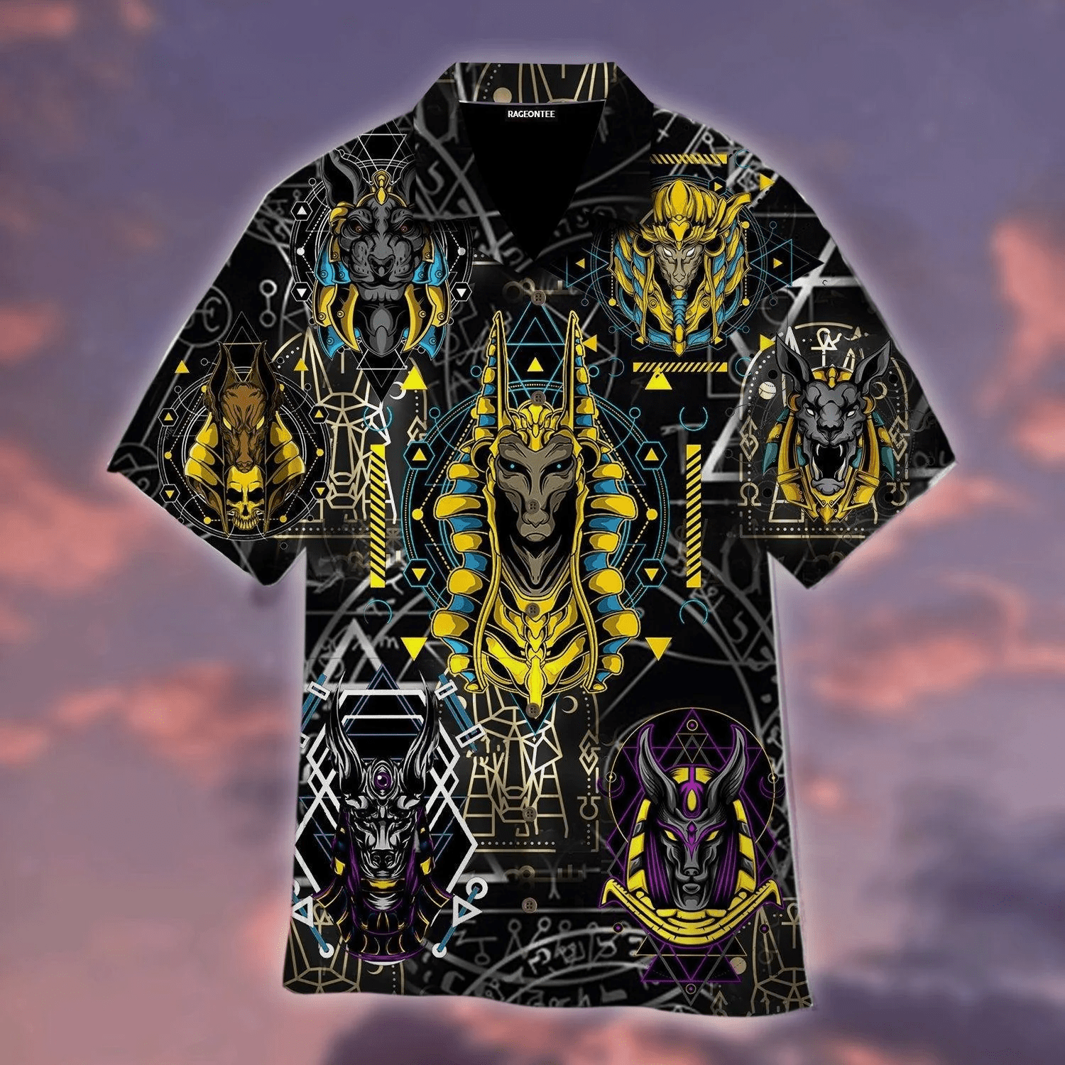 The Egyptian God Anubis Geometry Trendy Hawaiian Shirt For