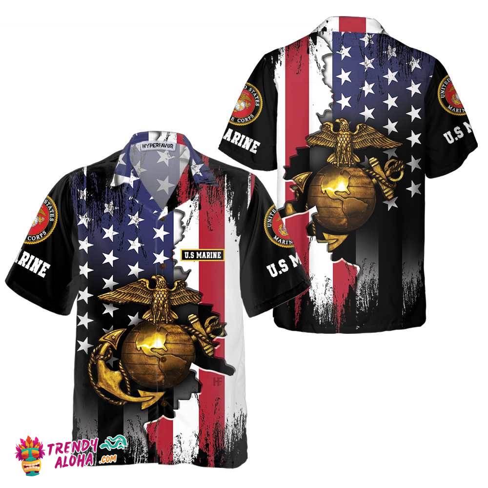 The Golden Eagle Us Marine Corps Hawaiian Shirt, Us Marine Short Sleeve Shirt, Cool Marine Shirt For Men And Women The Golden Eagle Us Marine Corps Hawaiian Shirt, Us Marine Short Sleeve Shirt, Cool Marine Shirt For Men And Women