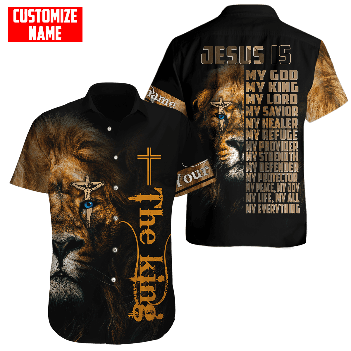 The King Lion Custom Name Jesus Christ Summer Shirts