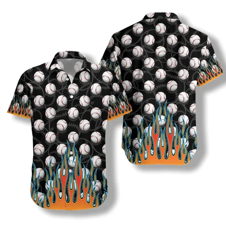 The Passion Of Sport Flame Baseballs Design Trendy Hawaiian Shirt