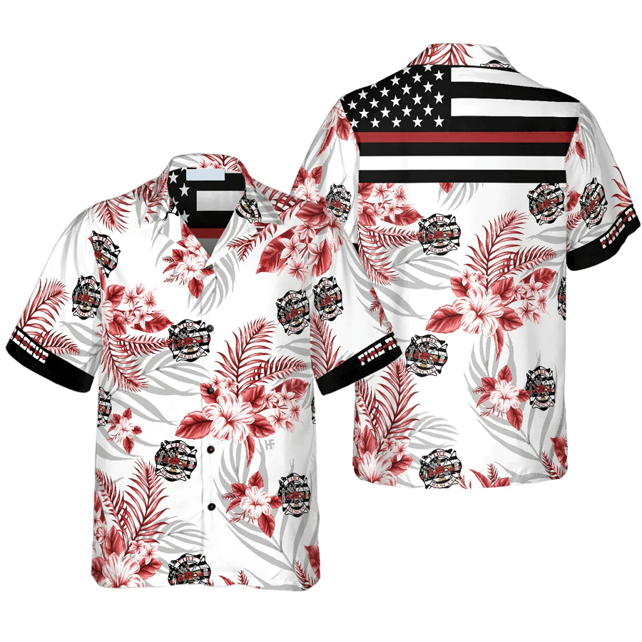 The Red Line Black American Flag Firefighter Trendy Hawaiian Shirt, Red Texas Bluebonnet Fire Dept Logo Firefighter Shirt For Men The Red Line Black American Flag Firefighter Trendy Hawaiian Shirt, Red Texas Bluebonnet Fire Dept Logo Firefighter Shirt For Men