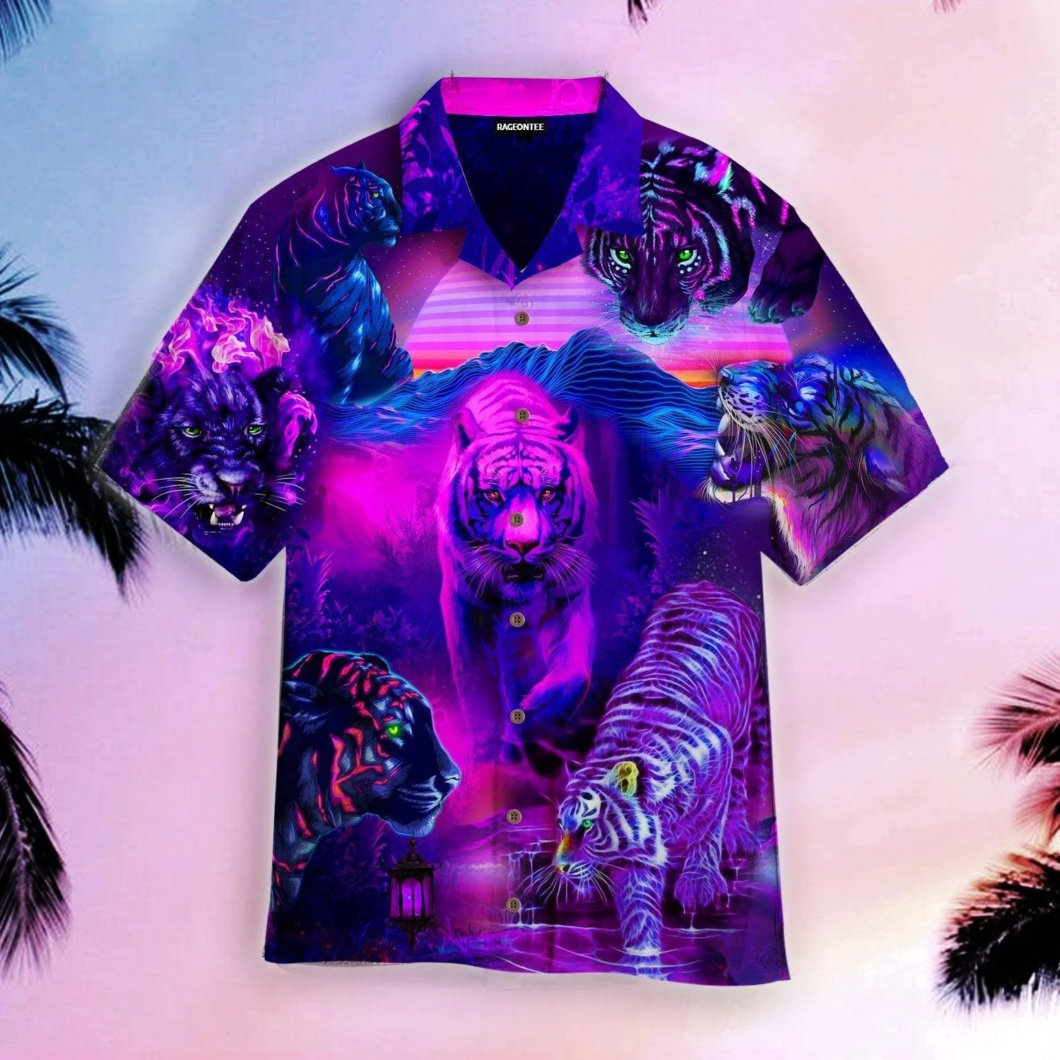 The Roar Of The Neon Tiger King Trendy Hawaiian Shirt