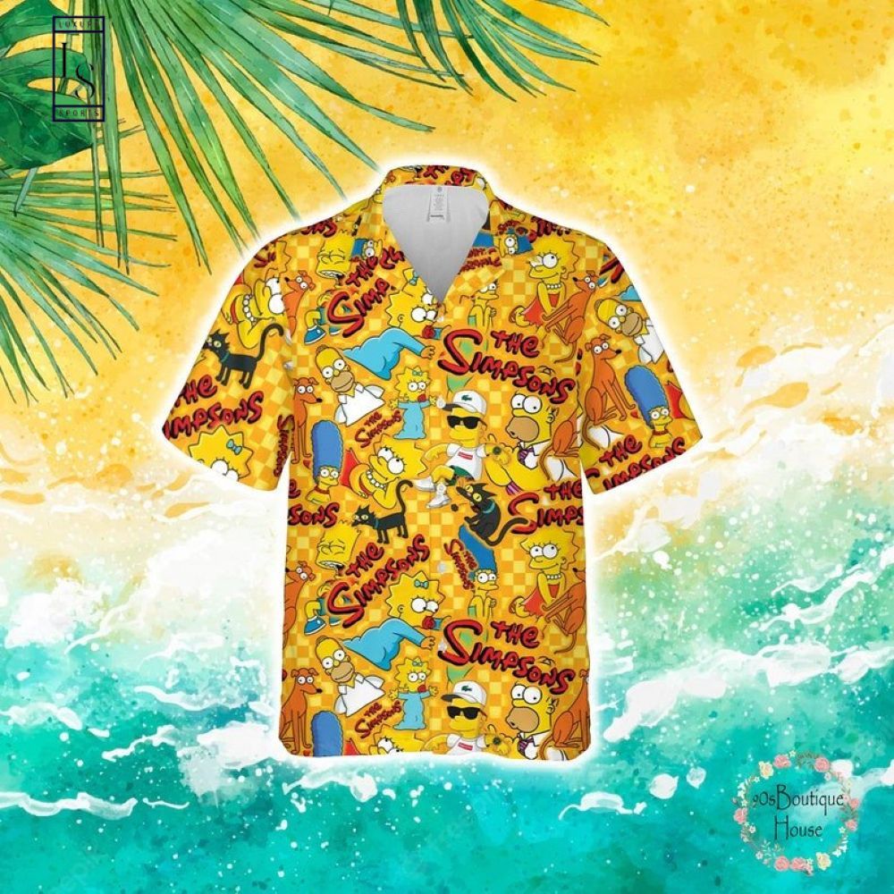The Simpsons Family Checkered Pattern Hawaiian Shirt