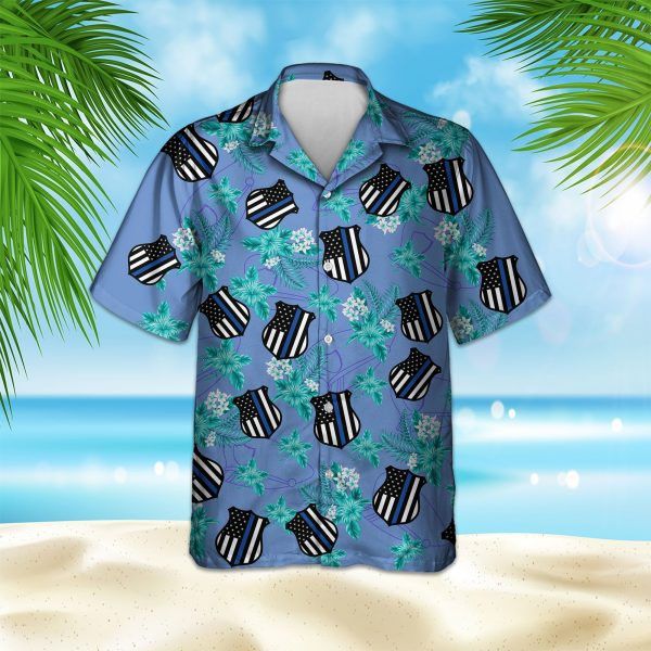 Thin Blue Line Hawaii Shirt Police Seamless Pattern Trendy Hawaiian Shirt
