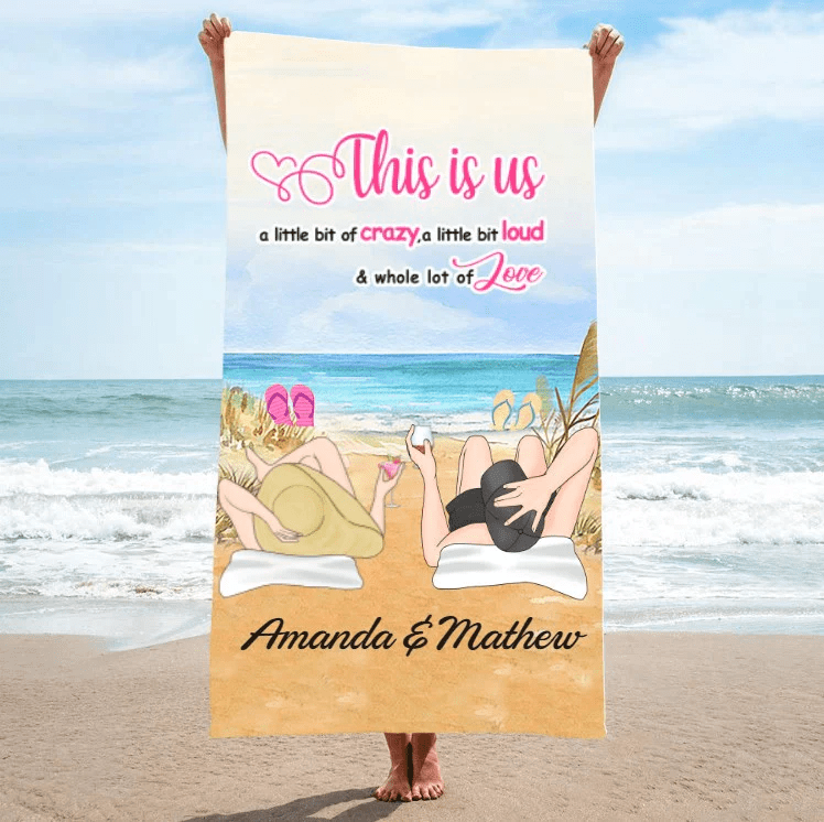 This is Us Crazy Couple Summer Personalized Anniversary Beach Towels