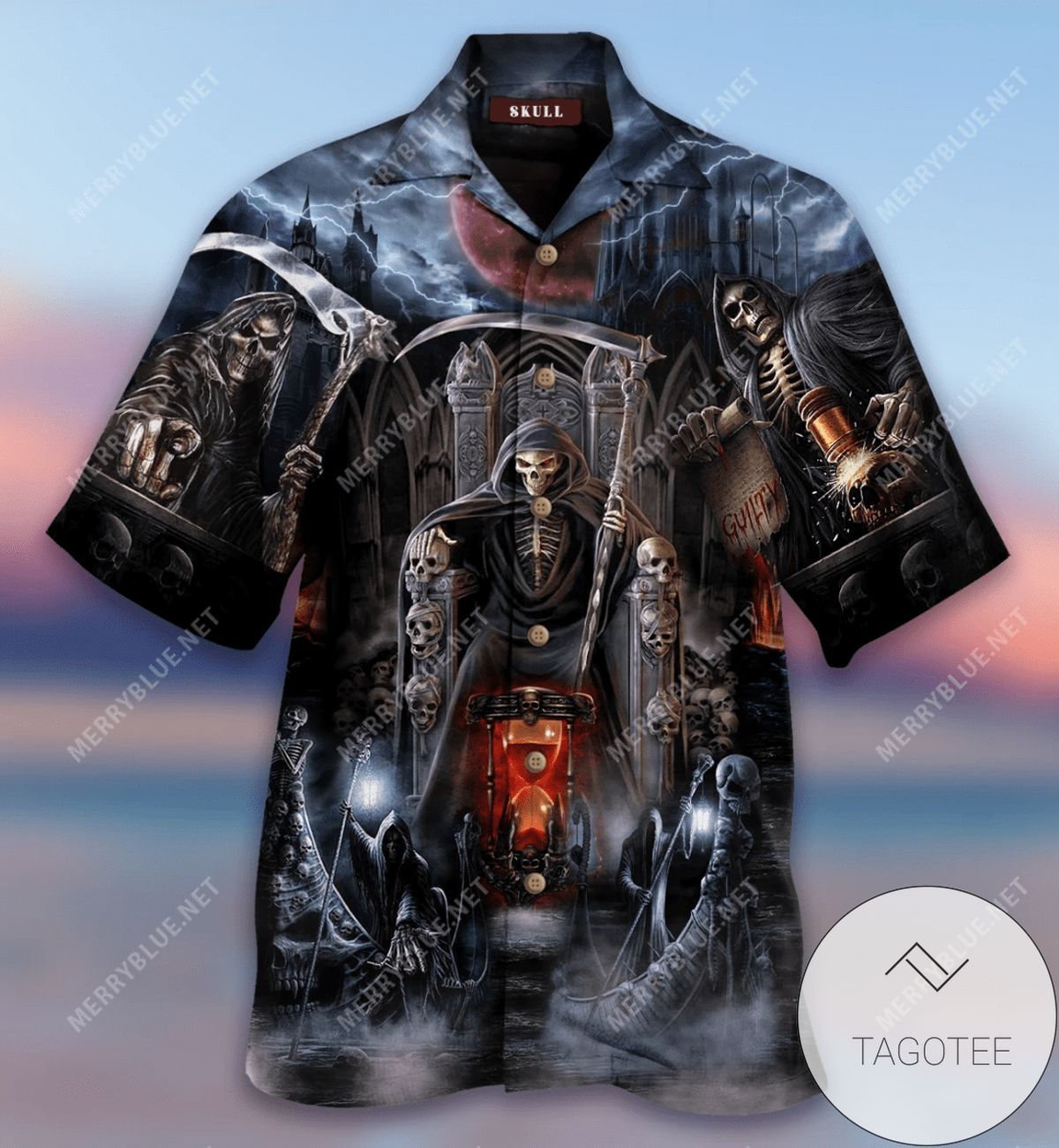 Thunder DeatSkull Hell Tattoo Hawaiian Unisex Shirts Hawaiian Shirt