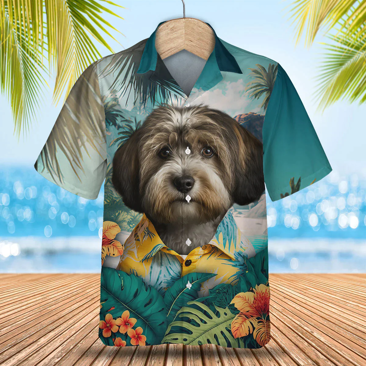 Tibetan Terrier 3D Tropical Trendy Hawaiian Shirt, Dog Lover Trendy Hawaiian Shirt, Summer Trendy Hawaiian Shirt For Men And Women