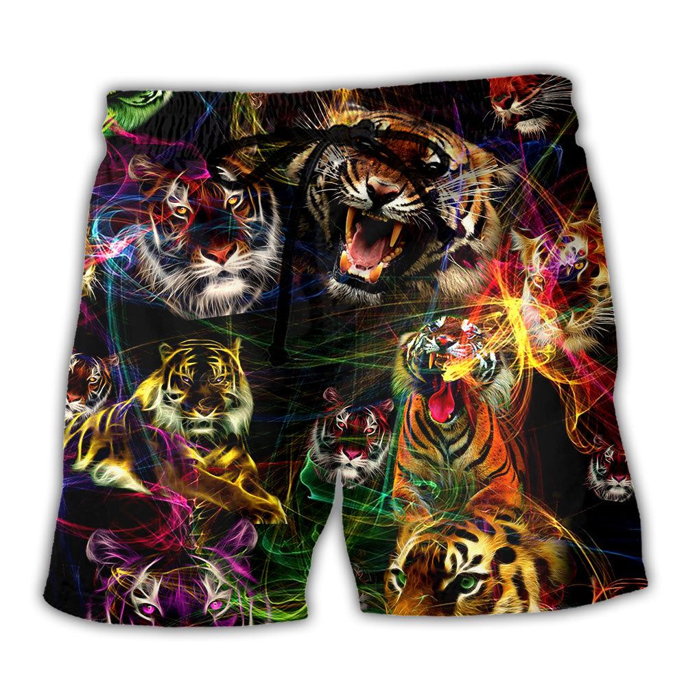 Tiger Animals Amazing Tiger Neon Trendy Aloha Hawaiian Beach Shorts