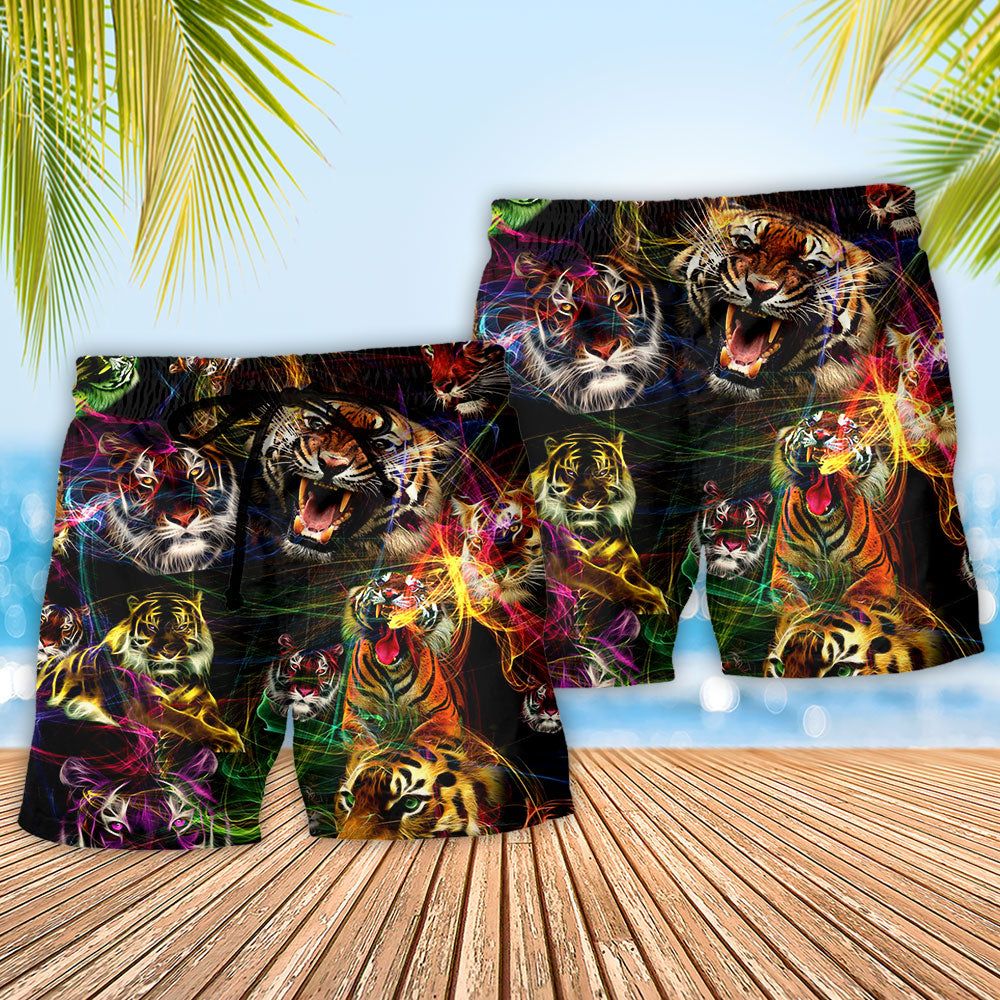 Tiger Animals Amazing Tiger Neon Trendy Aloha Hawaiian Beach Shorts