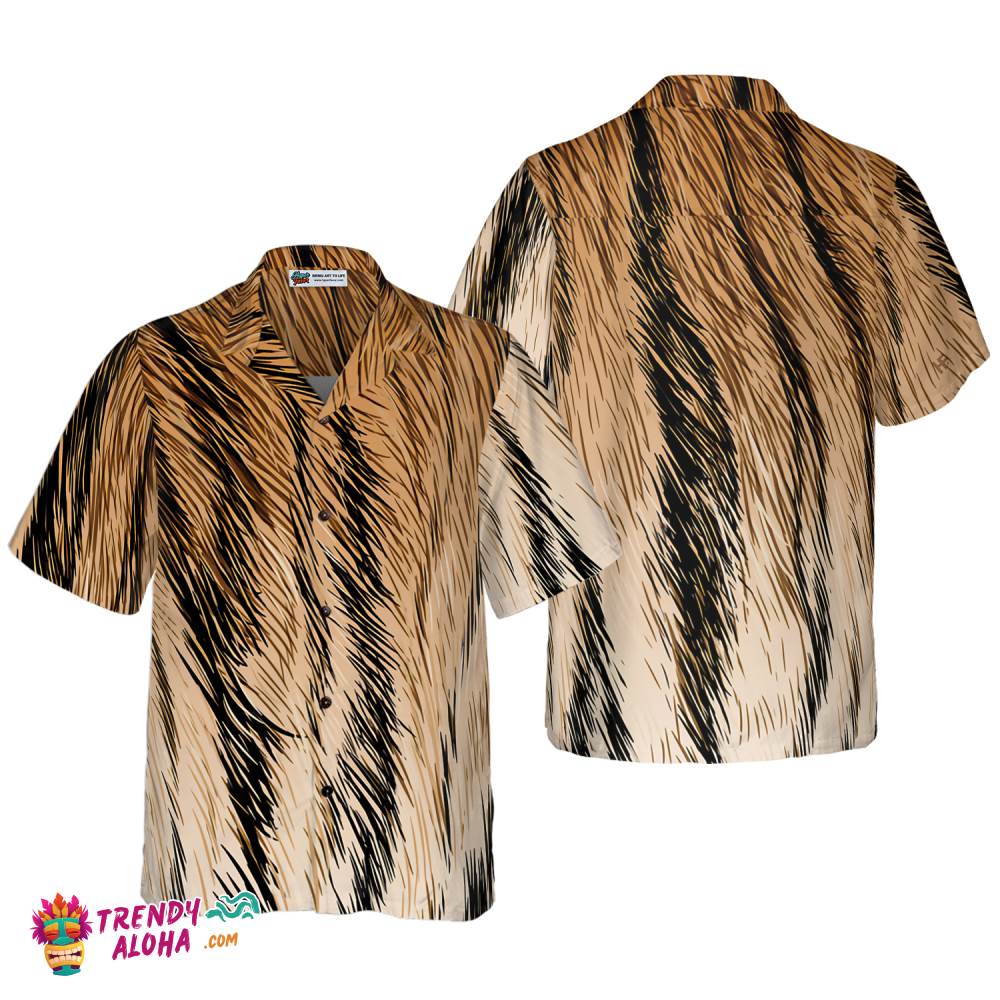 Tiger Fur Strip Pattern Hawaiian Shirt