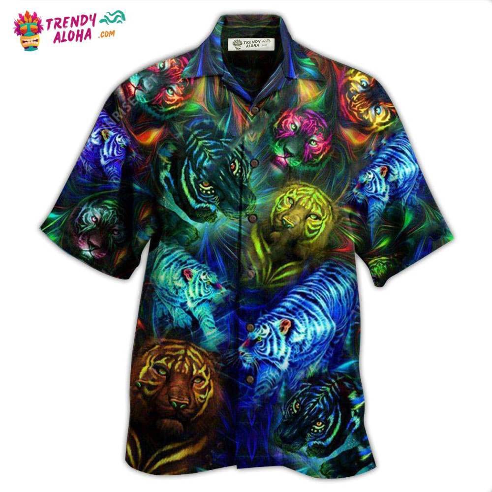 Tiger Powerful Neon Color Hawaiian Shirt – Trendy Aloha