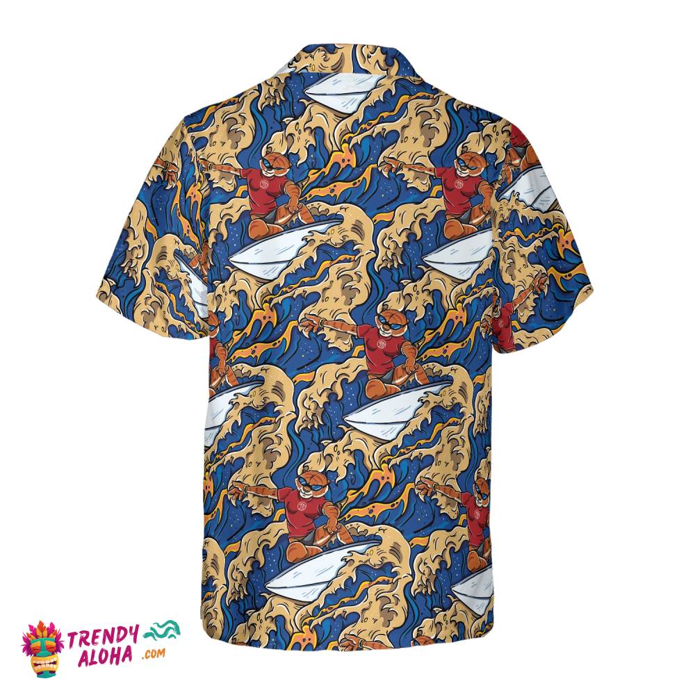 Tiger Surfer Roaring Waters Hawaiian Shirt