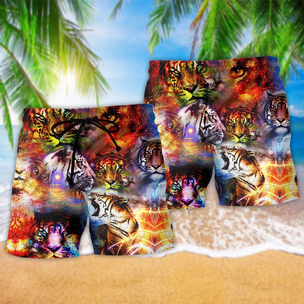 Tiger The Power Of Tigers In The Universe Cool Style Trendy Aloha Hawaiian Beach Shorts