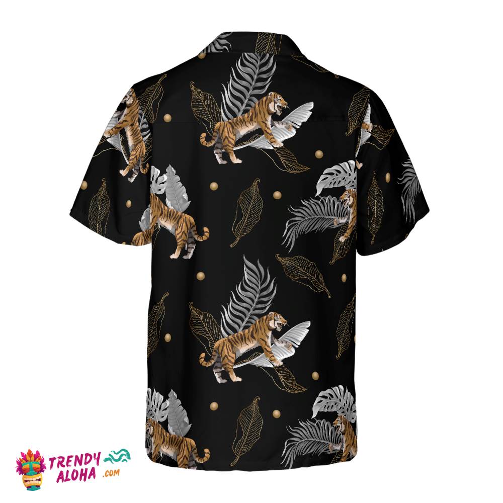 Tiger With Palm Leaves Shirt For Men Hawaiian Shirt