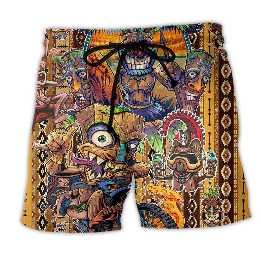 Tiki Aloha All Day Every Day Trendy Aloha Hawaiian Beach Shorts Tiki Aloha All Day Every Day Trendy Aloha Hawaiian Beach Shorts