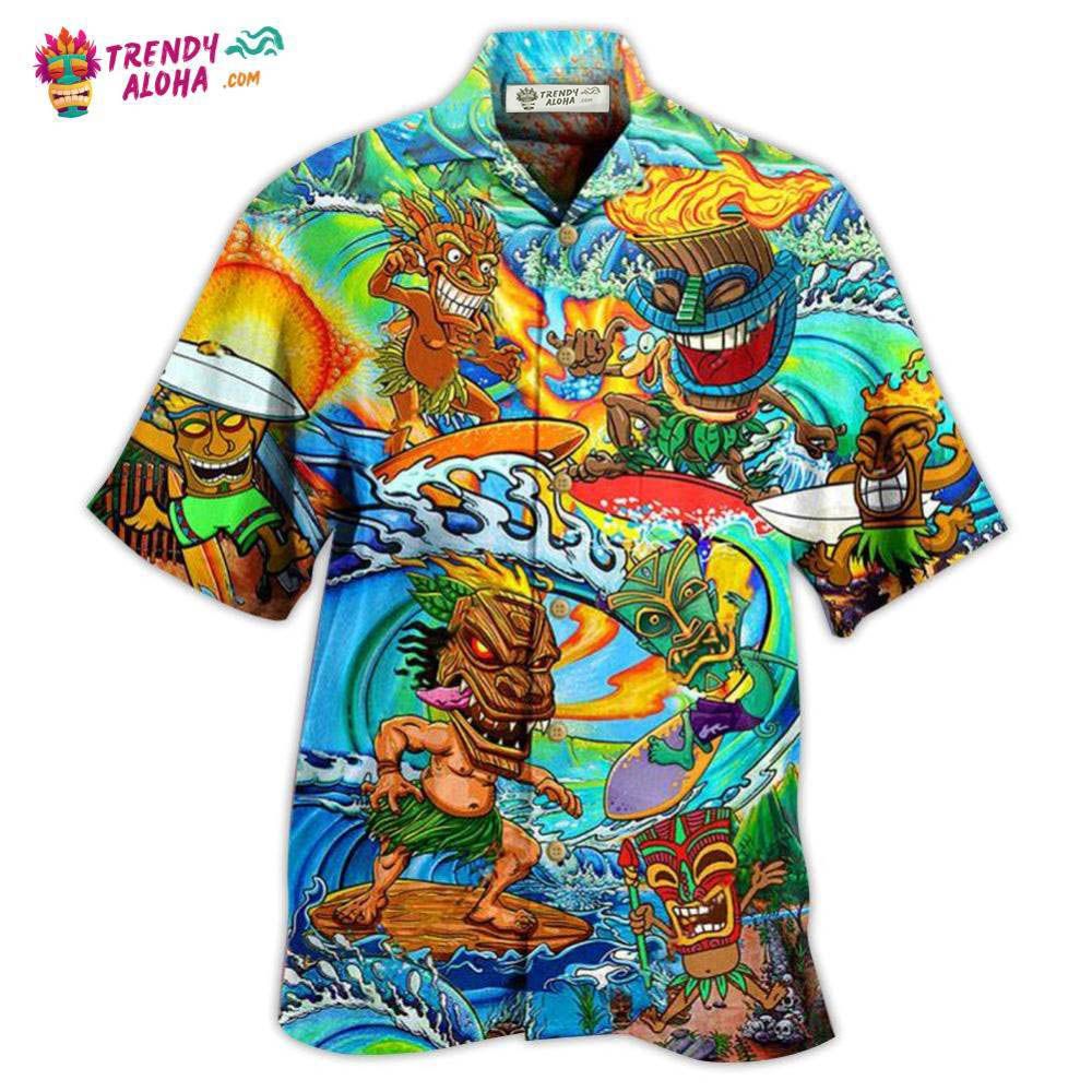 Tiki Aloha Tiki Surfing Into The Sunset Hawaiian Shirt – Trendy Aloha Tiki Aloha Tiki Surfing Into The Sunset Hawaiian Shirt – Trendy Aloha