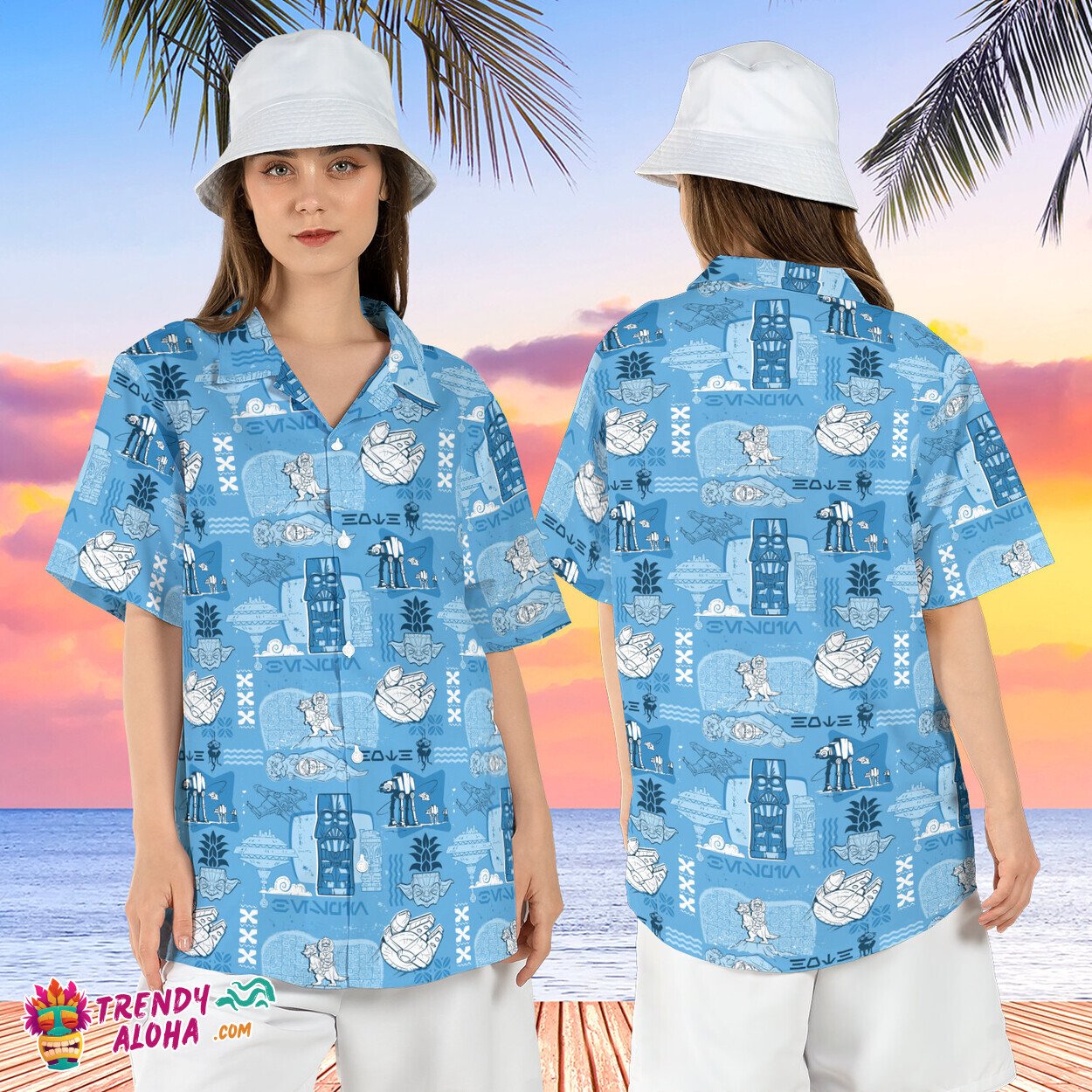 Tiki Baby Yoda Darth Vader Star Wars Beach Spaceship Summer Top