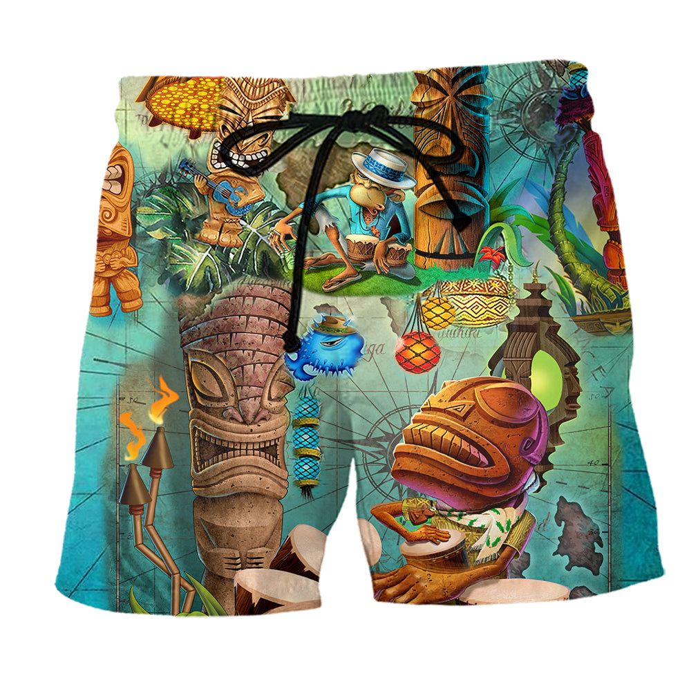 Tiki Bar Is Open Trendy Aloha Hawaiian Beach Shorts Tiki Bar Is Open Trendy Aloha Hawaiian Beach Shorts